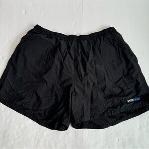 Speedo Black Nylon men’s Swim Trunks Size XLarge Rubber Logo